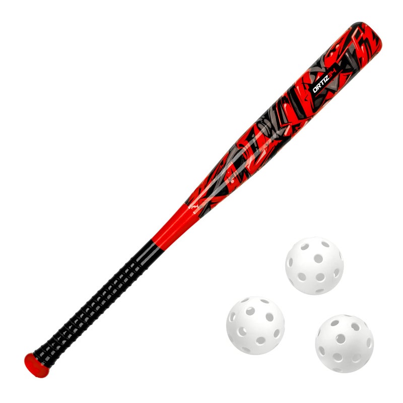 Ortiz34 Bat & Ball Set - Graffiti Plastic Bat & Ball Homerun Set- David Ortiz Backyard Baseball Set for Youth, Kids, Teenagers, Adults (Bat & Ball Set, Red) - Image 1